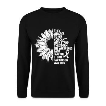 Parkinson Awareness White Ribbon the Storm - Unisex Sweatshirt - black - Front - Alina (178cm) & Michal (187cm)