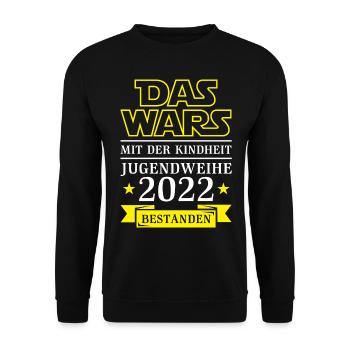 Jugendweihe 2022 - Das wars mit der Kindheit - Unisex Pullover - Schwarz - Vorne - Alina (178cm) & Michal (187cm)