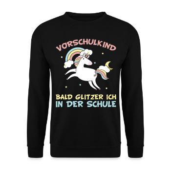 Vorschulkind Schule Vorschule Einhorn Mädchen - Unisex Pullover - Schwarz - Vorne - Alina (178cm) & Michal (187cm)