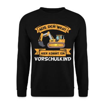 Vorschulkind Vorschule Schulanfang Bagger - Unisex Pullover - Schwarz - Vorne - Alina (178cm) & Michal (187cm)