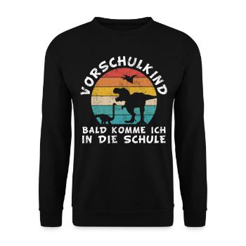 Vorschule Kindergarten Vorschulkind Dino - Unisex Pullover - Schwarz - Vorne - Alina (178cm) & Michal (187cm)