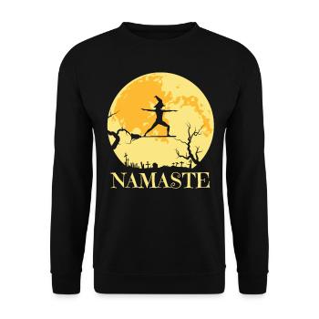 Namaste Witch Besen Joga - Unisex Sweatshirt - black - Front - Alina (178cm) & Michal (187cm)