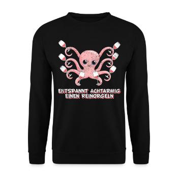 Entspannt achtarmig einen reinorgeln - Tintenfisch - Unisex Pullover - Schwarz - Vorne - Alina (178cm) & Michal (187cm)
