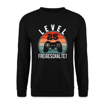 25. Geburtstag Mann 25er 25ter Level 25 Geschenk - Unisex Pullover - Schwarz - Vorne - Alina (178cm) & Michal (187cm)