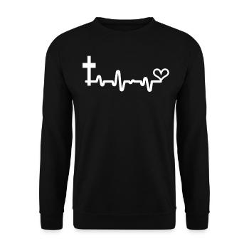 Heart Cross - Unisex Sweatshirt - black - Front - Alina (178cm) & Michal (187cm)
