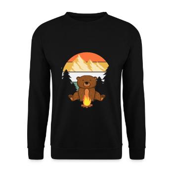 Bär Geschenk Wildnis Grizzly Kinder Tier Bear - Unisex Pullover - Schwarz - Vorne - Alina (178cm) & Michal (187cm)