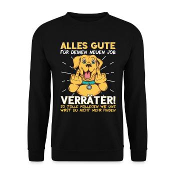 Jobwechsel Neuer Job Abschied Kollege neue Arbeit - Unisex Pullover - Schwarz - Vorne - Alina (178cm) & Michal (187cm)