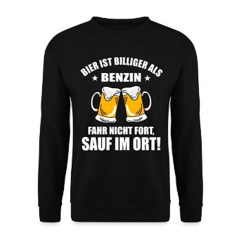 Bier Ist Billiger Als Benzin Sauf Im Ort - Bier - Unisex Pullover - Schwarz - Vorne - Alina (178cm) & Michal (187cm)
