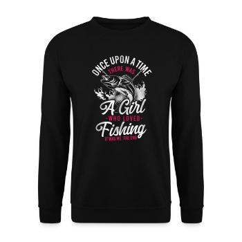 Fishing Girl Mom Mother - Unisex Pullover - Schwarz - Vorne - Alina (178cm) & Michal (187cm)