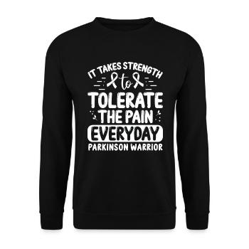 Parkinson Awareness White Ribbon Fighter - Unisex Sweatshirt - black - Front - Alina (178cm) & Michal (187cm)