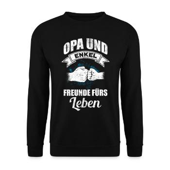 Opa und Enkel Geschenk lustig Opa Spruch Geschenk - Unisex Pullover - Schwarz - Vorne - Alina (178cm) & Michal (187cm)