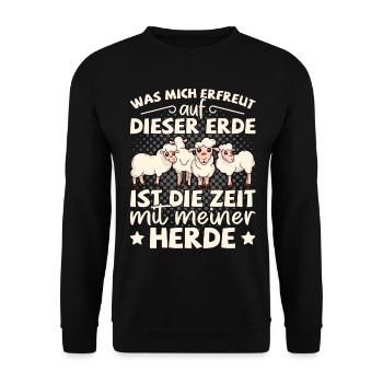 Schafhirte Schäfer Hirte Landwirt Herde Schafe - Unisex Pullover - Schwarz - Vorne - Alina (178cm) & Michal (187cm)