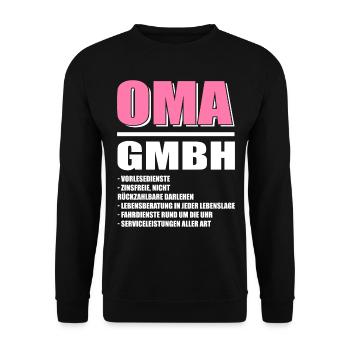 Lustige Oma Geschenkideen | Oma GmbH - Unisex Pullover - Schwarz - Vorne - Alina (178cm) & Michal (187cm)