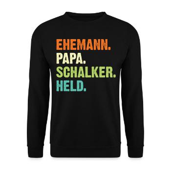 Gelsenkirchen Schalke Papa Vater Vatertag Geschenk - Unisex Pullover - Schwarz - Vorne - Alina (178cm) & Michal (187cm)