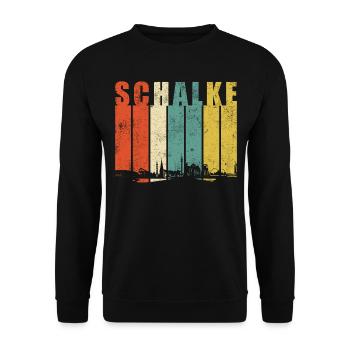 Gelsenkirchen Schalke Ruhrpott Ruhrgebiet Retro - Unisex Pullover - Schwarz - Vorne - Alina (178cm) & Michal (187cm)