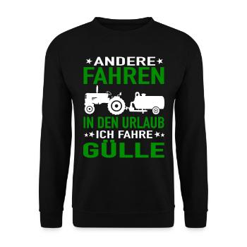 Landwirt Bauernhof Bauer Gülle fahren Güllewagen - Unisex Pullover - Schwarz - Vorne - Alina (178cm) & Michal (187cm)