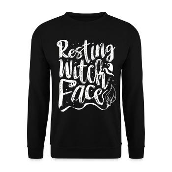 Halloween Lustig Resting witch face - Unisex Pullover - Schwarz - Vorne - Alina (178cm) & Michal (187cm)