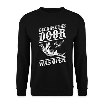 Skydiving Vintage Because The Door - Sweat-shirt Unisexe - noir - Devant - Alina (178cm) & Michal (187cm)
