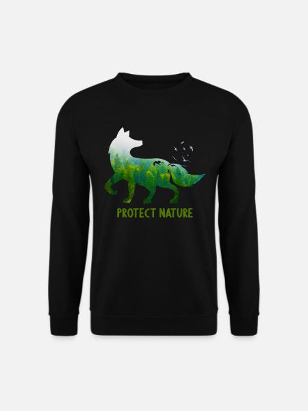 Protect Nature Fox Unmweltschutz Tierschutz - Unisex Pullover - Schwarz