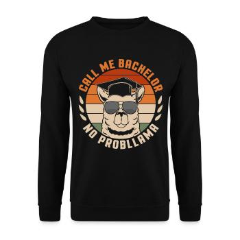 Call Me Bachelor Lama Bachelor Hat College Graduat - Unisex Sweatshirt - black - Front - Alina (178cm) & Michal (187cm)