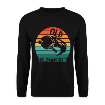 Tischtennis Retro Spieler Old Schmetterhand - Unisex Pullover - Schwarz - Vorne - Alina (178cm) & Michal (187cm)