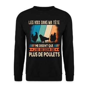 Papys Poules Humour Mamans Poules - Sweat-shirt Unisexe - noir - Devant - Alina (178cm) & Michal (187cm)