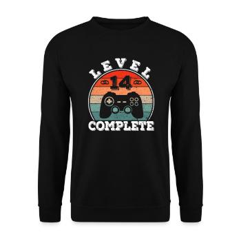 14. Hochzeitstag 14 Jahre Ehe verheiratet Gamer - Unisex Pullover - Schwarz - Vorne - Alina (178cm) & Michal (187cm)