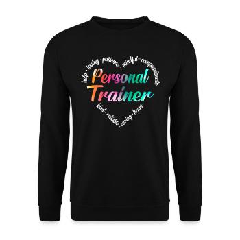 Personal Trainer Heart Word Cloud - Unisex Sweatshirt - black - Front - Alina (178cm) & Michal (187cm)