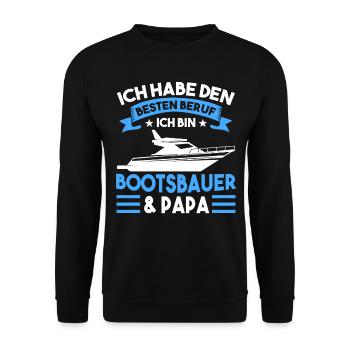 Bootsbau Papa Vater Vatertag Werft Bootsbauer - Unisex Pullover - Schwarz - Vorne - Alina (178cm) & Michal (187cm)