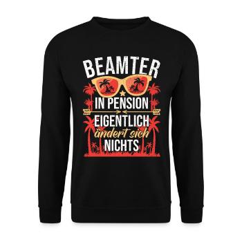 Pension Beamter Ruhestand Beamten Pensionierung - Unisex Pullover - Schwarz - Vorne - Alina (178cm) & Michal (187cm)