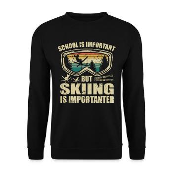 Freestyle Skifahrer Schulkinder Skiing Skiurlaub - Unisex Pullover - Schwarz - Vorne - Alina (178cm) & Michal (187cm)