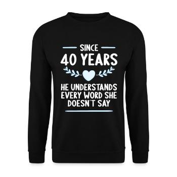 40 ans de mariage 40 ans - Sweat-shirt Unisexe - noir - Devant - Alina (178cm) & Michal (187cm)
