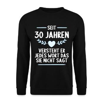 30 Jahre verheirtatet 30. Hochzeitstag - Unisex Pullover - Schwarz - Vorne - Alina (178cm) & Michal (187cm)