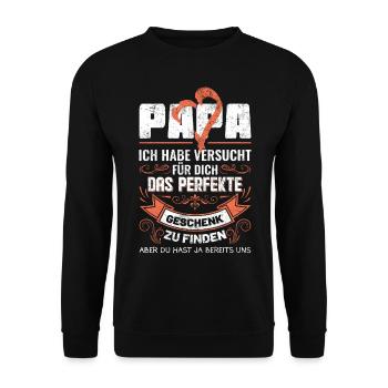 Papa Kinder Tochter Sohn Geschenkideen - Unisex Pullover - Schwarz - Vorne - Alina (178cm) & Michal (187cm)