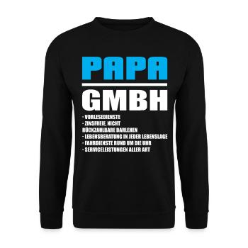 Papa GmbH - Lustige Väter Geschenkideen - Unisex Pullover - Schwarz - Vorne - Alina (178cm) & Michal (187cm)