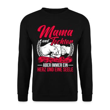 Mama Und Tochter Nicht Immer Einer Meinung - Unisex Pullover - Schwarz - Vorne - Alina (178cm) & Michal (187cm)