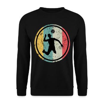 Retro Volleyballer Beach Volleyball Spieler - Unisex Pullover - Schwarz - Vorne - Alina (178cm) & Michal (187cm)