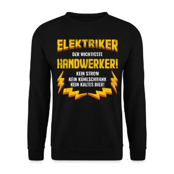 Elektriker Vintage | Lustige Elektriker Sprüche - Unisex Pullover - Schwarz - Vorne - Alina (178cm) & Michal (187cm)