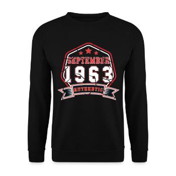 Born September 1963 Vintage - Unisex Sweatshirt - black - Front - Alina (178cm) & Michal (187cm)