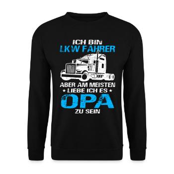 LKW-Fahrer Opa - Fernfahrer Kraftfahrer Großvater - Unisex Pullover - Schwarz - Vorne - Alina (178cm) & Michal (187cm)