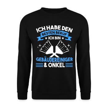 Reinigungskraft Opa Großvater Gebäudereiniger - Unisex Pullover - Schwarz - Vorne - Alina (178cm) & Michal (187cm)
