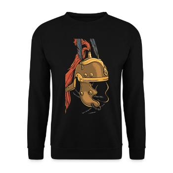 Gladiatoren Helm - Unisex Pullover - Schwarz - Vorne - Alina (178cm) & Michal (187cm)