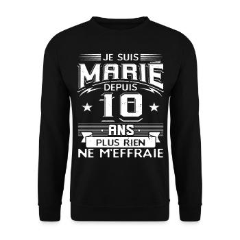 Anniversaire 10 Ans De Mariage - Sweat-shirt Unisexe - noir - Devant - Alina (178cm) & Michal (187cm)