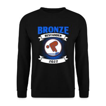 Schwimmer Schwimmen Bronze Geschenk - Unisex Pullover - Schwarz - Vorne - Alina (178cm) & Michal (187cm)