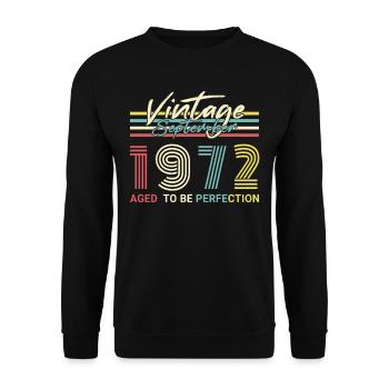1972 En Septembre Rétro Cadeau - Sweat-shirt Unisexe - noir - Devant - Alina (178cm) & Michal (187cm)