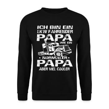 Kraftfahrer Papa Fernfahrer LKW-Fahrer Papa - Unisex Pullover - Schwarz - Vorne - Alina (178cm) & Michal (187cm)