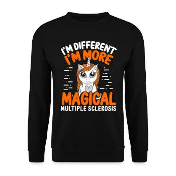 Multiple Sclerosis Awareness Unicorn Orange Ribbon - Unisex Pullover - Schwarz - Vorne - Alina (178cm) & Michal (187cm)