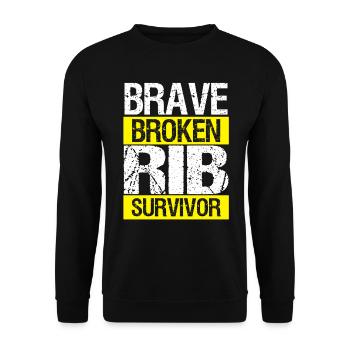 Brave Broken Rib Ribs Injury Funny Bones Humor - Unisex Pullover - Schwarz - Vorne - Alina (178cm) & Michal (187cm)