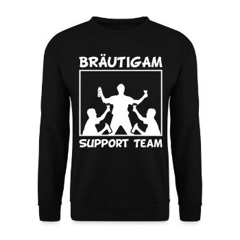 JGA Männer Junggesellenabschied Support Team - Unisex Pullover - Schwarz - Vorne - Alina (178cm) & Michal (187cm)