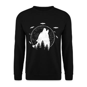Wolf Wolves Predator Gift Werewolf Leader Chief - Unisex Sweatshirt - black - Front - Alina (178cm) & Michal (187cm)